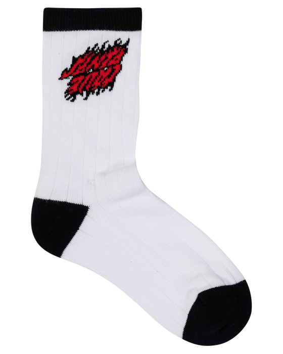 SANTA CRUZ - FLAMED STACK UPSIDE DOWN CREW SOCK 2 PACK WHITE BLACK