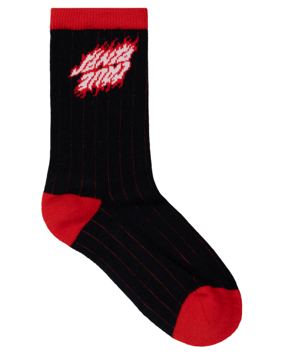 SANTA CRUZ - FLAMED STACK UPSIDE DOWN CREW SOCK 2 PACK WHITE BLACK