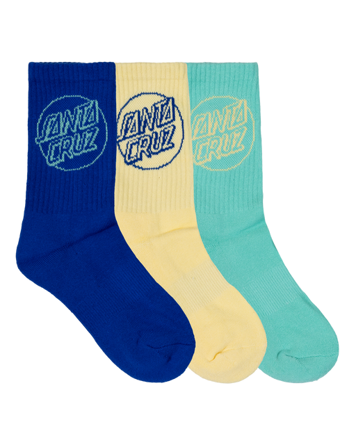 SANTA CRUZ - OPUS DOT CREW SOCK 3 PACK COBALT BUTTER TEAL
