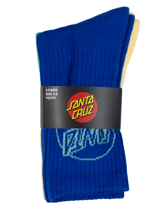 SANTA CRUZ - OPUS DOT CREW SOCK 3 PACK COBALT BUTTER TEAL