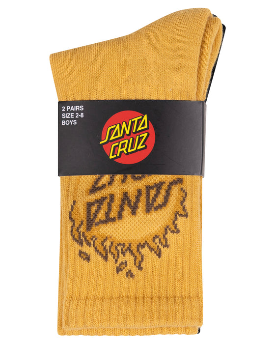 SANTA CRUZ - BURNT OPUS CREW SOCK 2 PACK TAN/BLACK
