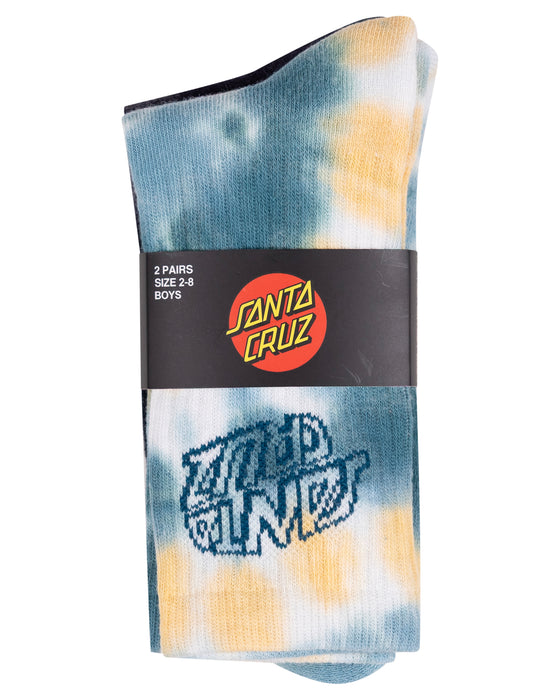 SANTA CRUZ - MALBA CRASH STACK CREW SOCK 2 PACK TEAL/BLACK TIE DYE