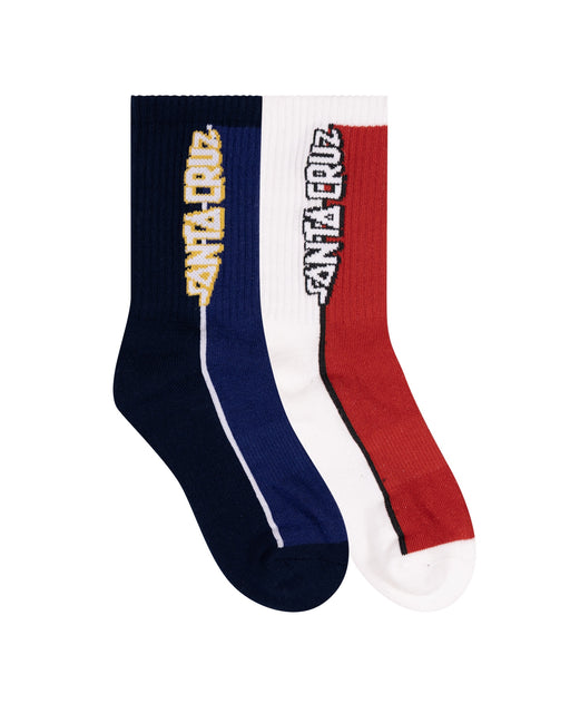 SANTA CRUZ - FISHEYE STRIP CREW SOCK 2 PACK DARK BLUE/RED