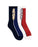 SANTA CRUZ - FISHEYE STRIP CREW SOCK 2 PACK DARK BLUE/RED