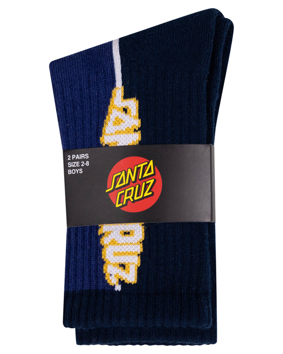 SANTA CRUZ - FISHEYE STRIP CREW SOCK 2 PACK DARK BLUE/RED