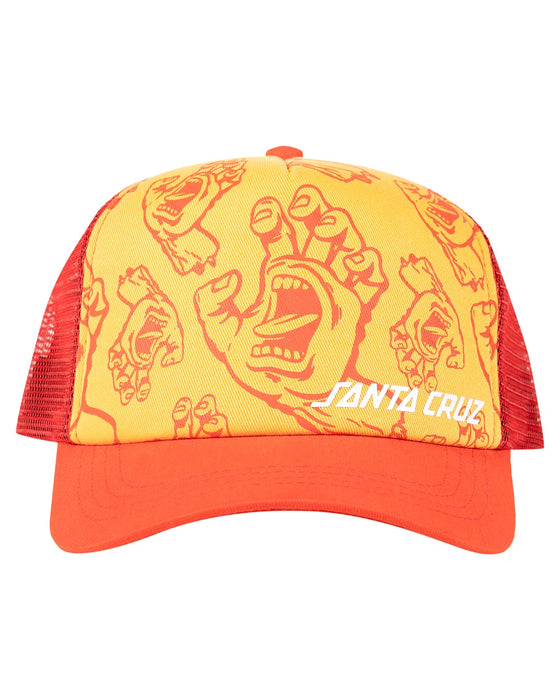 SANTA CRUZ - CROWDED HAND HOLLOW CURVED PEAK TRUCKER CAP YELLOW