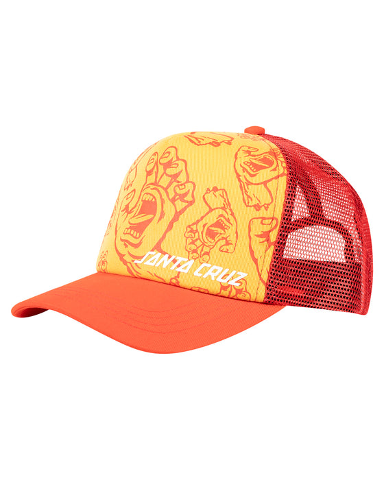 SANTA CRUZ - CROWDED HAND HOLLOW CURVED PEAK TRUCKER CAP YELLOW