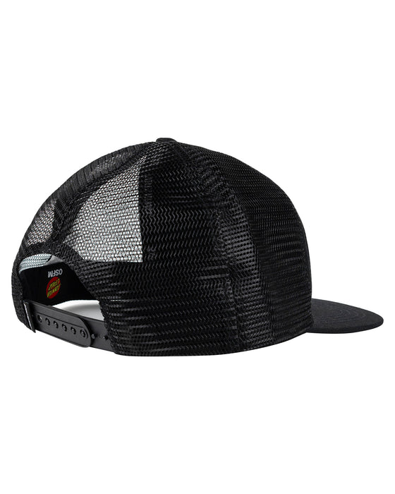 SANTA CRUZ - GLOBAL FLAME STRIP FLAT PEAK TRUCKER CAP BLACK