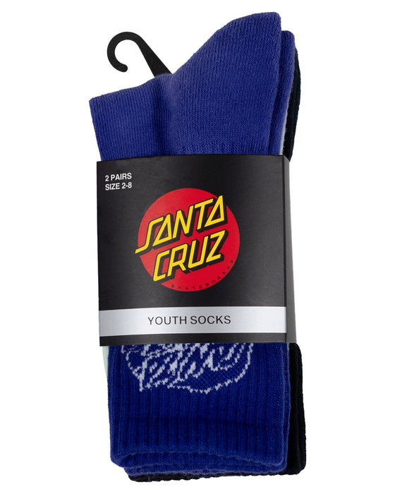 SANTA CRUZ - UNIVERSAL OVAL DOT CREW SOCK 2PACK DK BLUE TIE-DYE