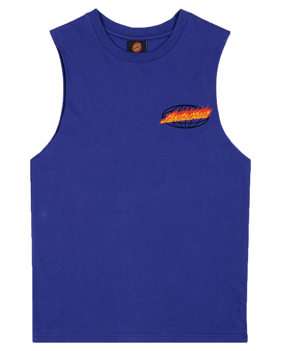 SANTA CRUZ - GLOBAL FLAME DOT MUSCLE TEE DARK BLUE