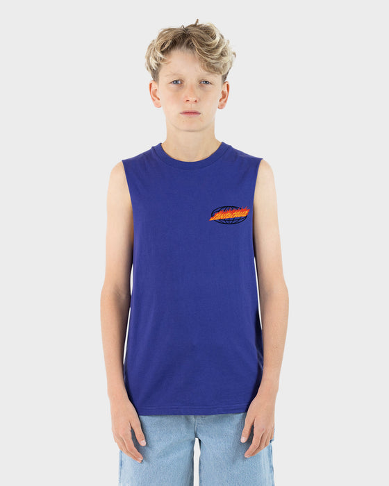 SANTA CRUZ - GLOBAL FLAME DOT MUSCLE TEE DARK BLUE