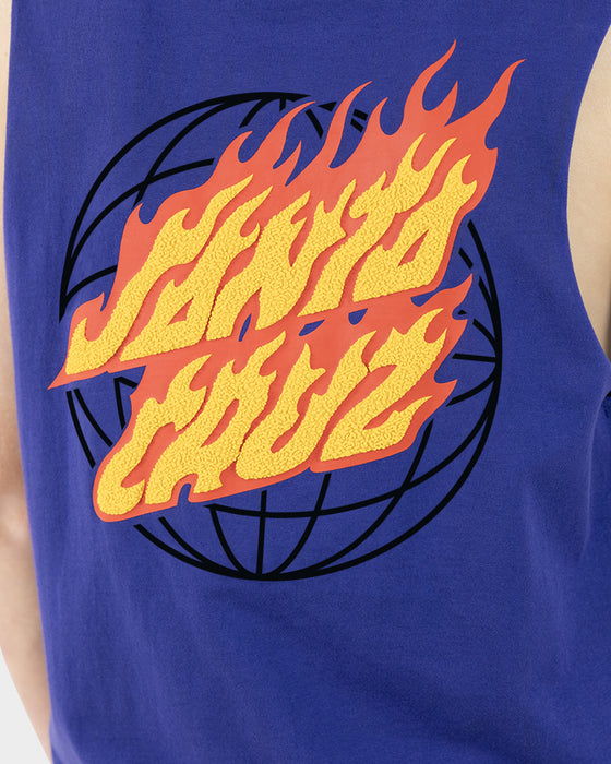 SANTA CRUZ - GLOBAL FLAME DOT MUSCLE TEE DARK BLUE