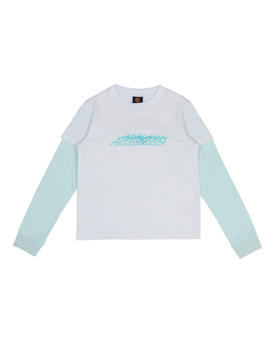 SANTA CRUZ - FLAME STRIP LS TEE CREAM MIST