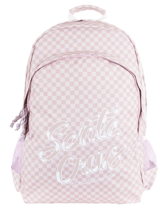 SANTA CRUZ - RIBBON SCRIPT CHECKBOARD BACKPACK PINK