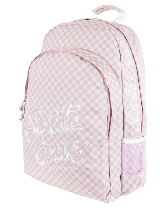 SANTA CRUZ - RIBBON SCRIPT CHECKBOARD BACKPACK PINK