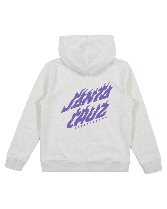 SANTA CRUZ - FUSION FLAME STACK STRIP CENTRE HOODIE WHITE MARLE