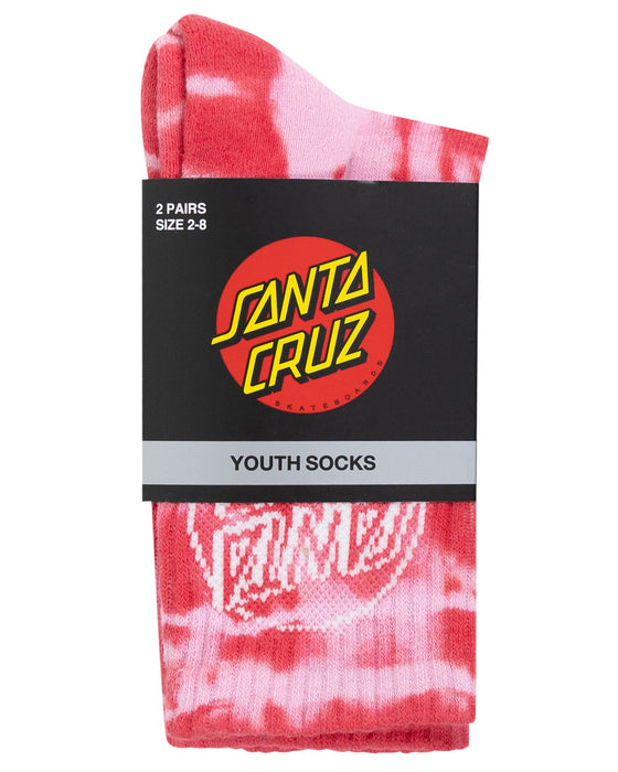 SANTA CRUZ - OPUS DOT CREW SOCK ROSE TIE DYE 2PACK