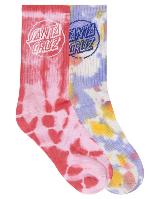 SANTA CRUZ - OPUS DOT CREW SOCK ROSE TIE DYE 2PACK