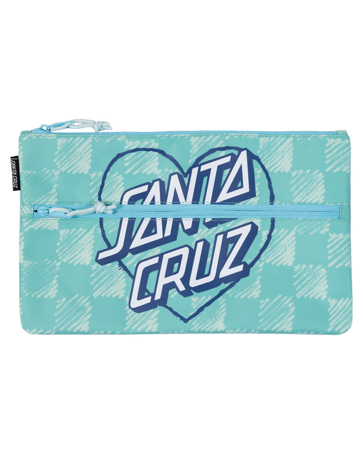 SANTA CRUZ - HEART DOT HOLLOW PENCIL CASE AQUA CHECK