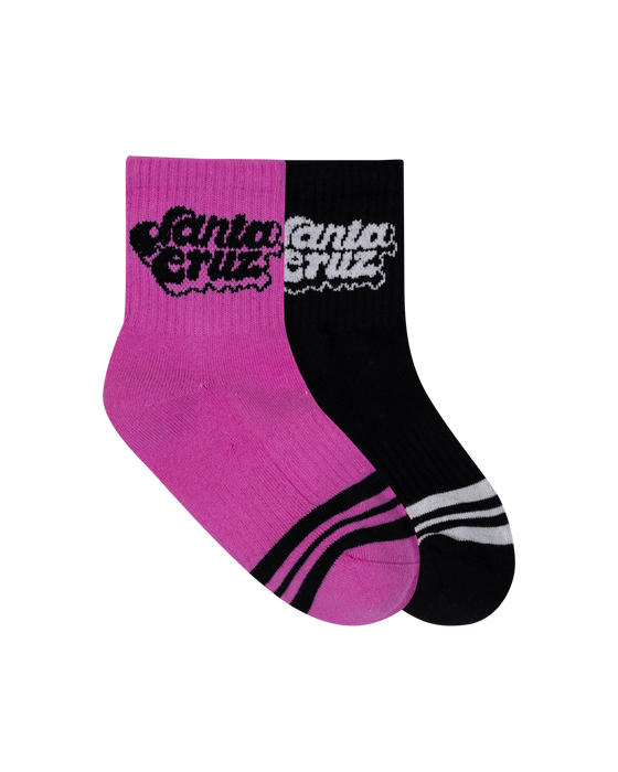 SANTA CRUZ - GROOVY STACK MID SOCK 2 PACK BLACK PINK
