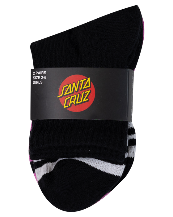 SANTA CRUZ - GROOVY STACK MID SOCK 2 PACK BLACK PINK