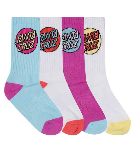 SANTA CRUZ - OTHER DOT CREW SOCK 4 PACK AQUA PINK WHITE