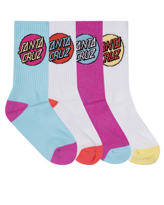 SANTA CRUZ - OTHER DOT CREW SOCK 4 PACK AQUA PINK WHITE