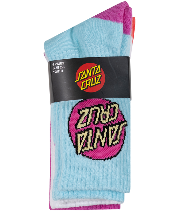 SANTA CRUZ - OTHER DOT CREW SOCK 4 PACK AQUA PINK WHITE