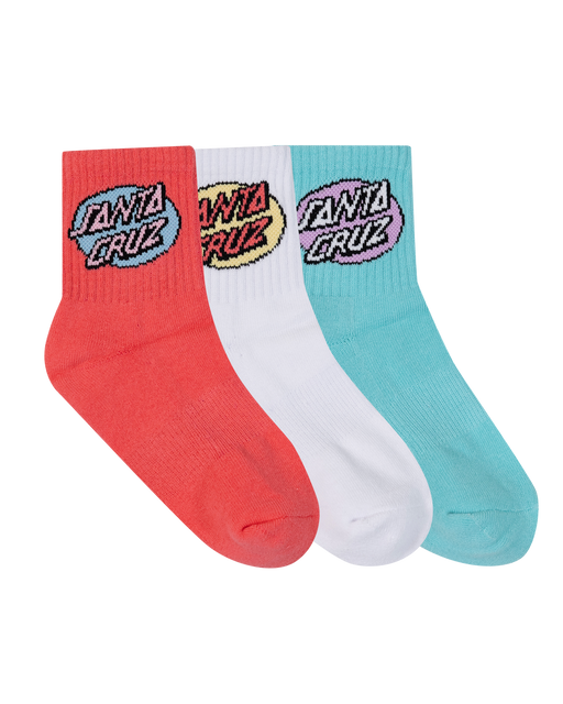 SANTA CRUZ - OVAL DOT MID SOCK 3 PACK ROSE WHITE OCEAN