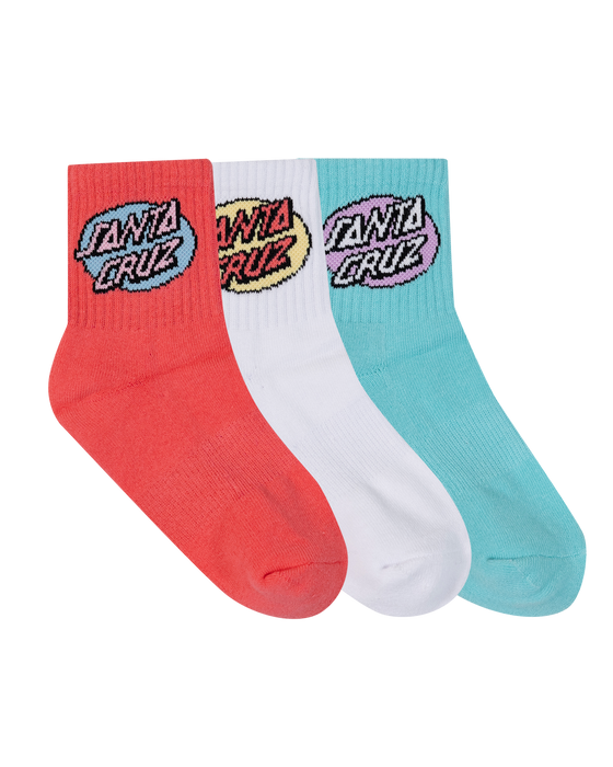 SANTA CRUZ - OVAL DOT MID SOCK 3 PACK ROSE WHITE OCEAN