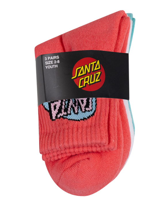 SANTA CRUZ - OVAL DOT MID SOCK 3 PACK ROSE WHITE OCEAN