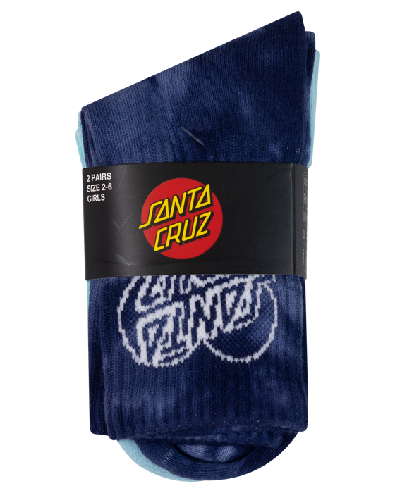 SANTA CRUZ - HEART DOT HOLLOW MID SOCK 2 PACK DRK BLUE TDYE AQUA CHECK