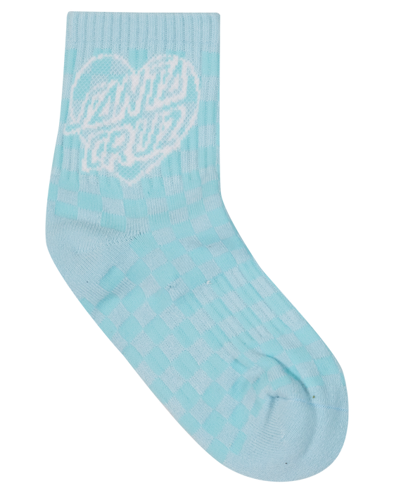 SANTA CRUZ - HEART DOT HOLLOW MID SOCK 2 PACK DRK BLUE TDYE AQUA CHECK