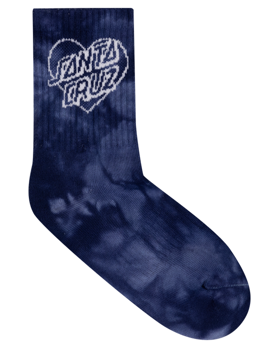 SANTA CRUZ - HEART DOT HOLLOW MID SOCK 2 PACK DRK BLUE TDYE AQUA CHECK