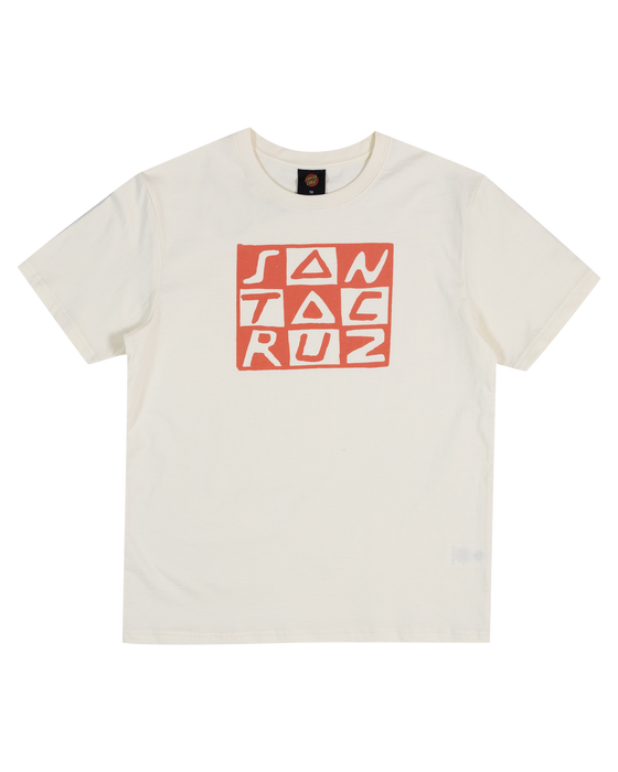 SANTA CRUZ - CHECKER BLOCK FRONT SHORT SLEEVE TEE CREAM