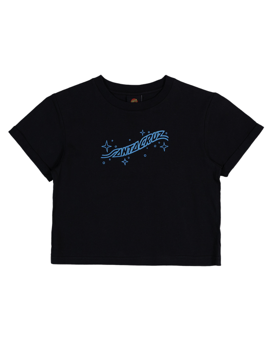 SANTA CRUZ - WINGED MOON STRIP CENTRE SHORT SLEEVE CR OFF BLACK