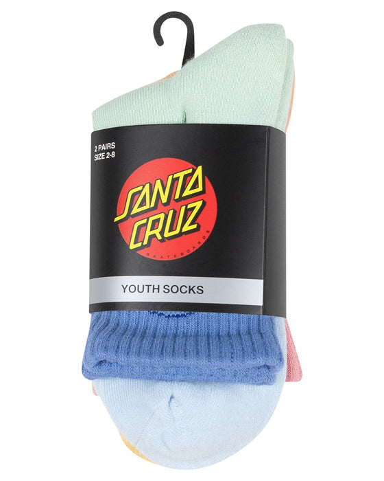 SANTA CRUZ - OPUS DOT MID SOCK 2PACK BLUE TIE-DYE/PINK