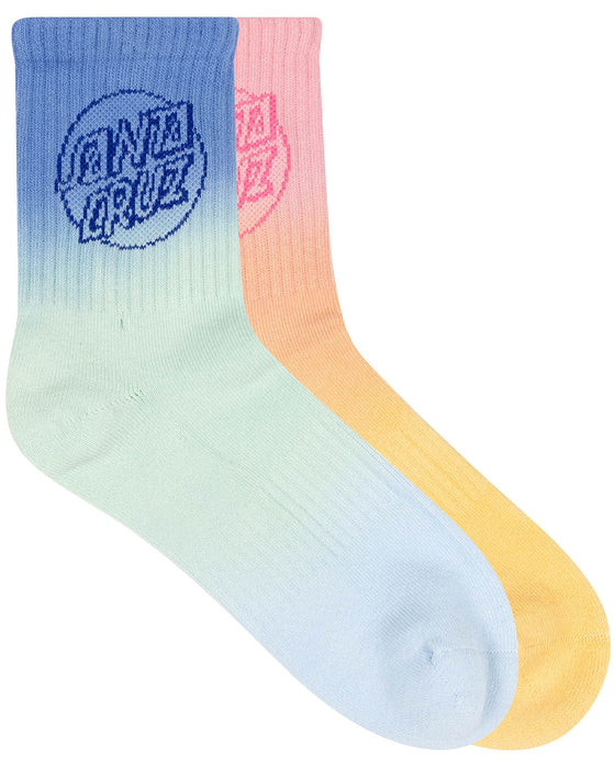 SANTA CRUZ - OPUS DOT MID SOCK 2PACK BLUE TIE-DYE/PINK