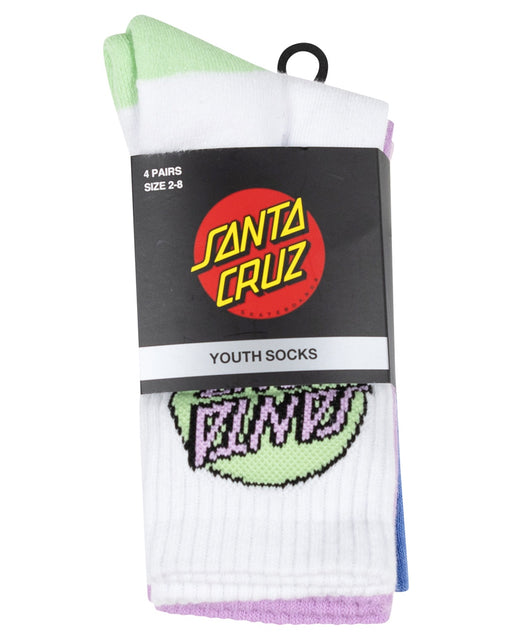 SANTA CRUZ - OTHER DOT CREW SOCK 4PACK WHT/PURPLE/PNK