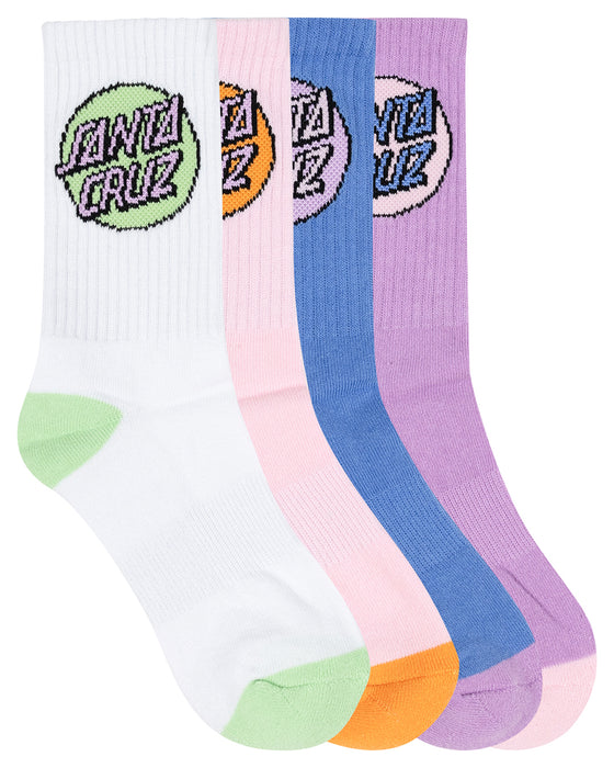 SANTA CRUZ - OTHER DOT CREW SOCK 4PACK WHT/PURPLE/PNK