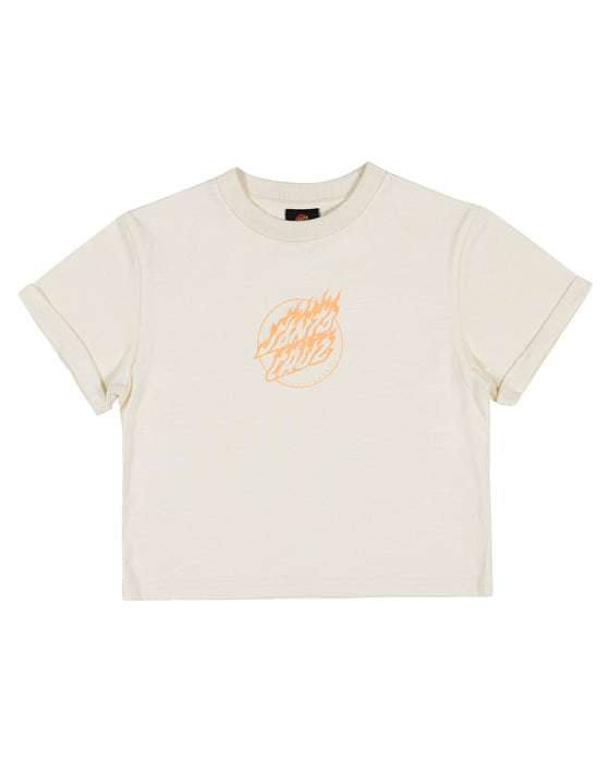 SANTA CRUZ - FLAME DOT MONO FRONT TEE CREAM