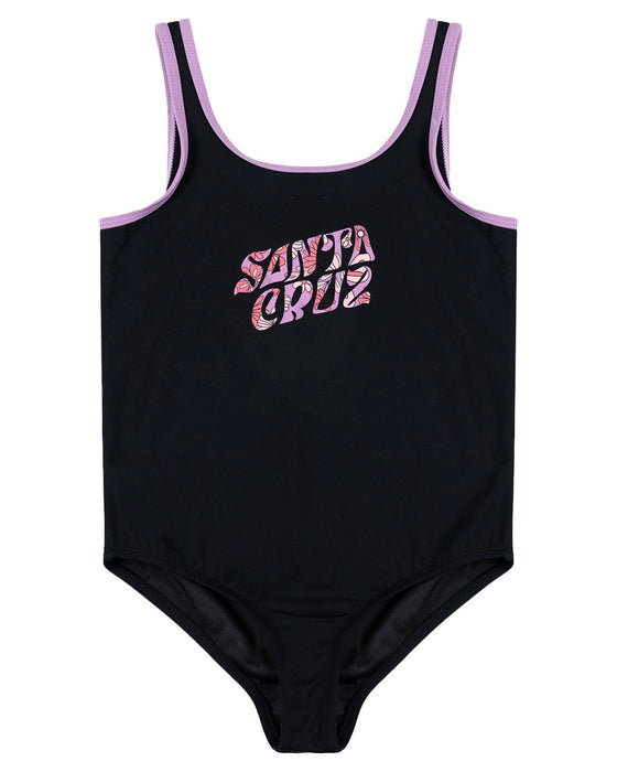 SANTA CRUZ - VIBES FILL FRONT ONE PIECE SWIMSUIT BLK/PURPLE