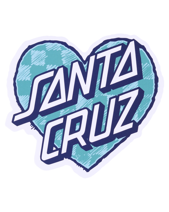 SANTA CRUZ - CHECKER HEART DOT STICKER AQUA