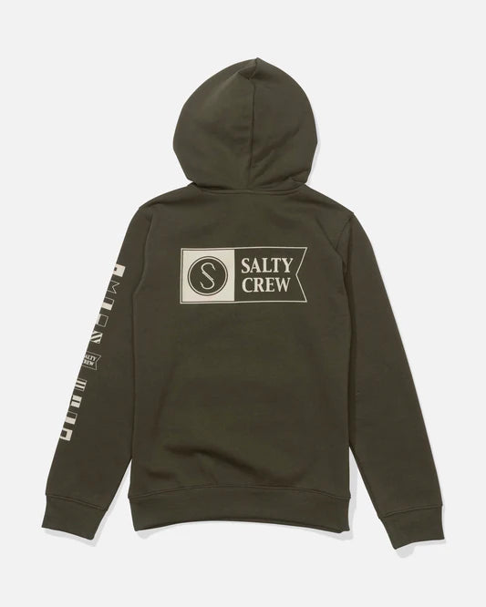 SALTY CREW - ALPHA COLOUR BLOCK BOYS FLEECE OLIVE STONE