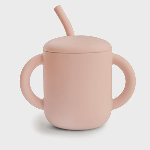 MUSHIE - SILICONE TRAININ CUP + STRAW BLUSH