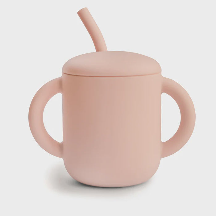 MUSHIE - SILICONE TRAININ CUP + STRAW BLUSH