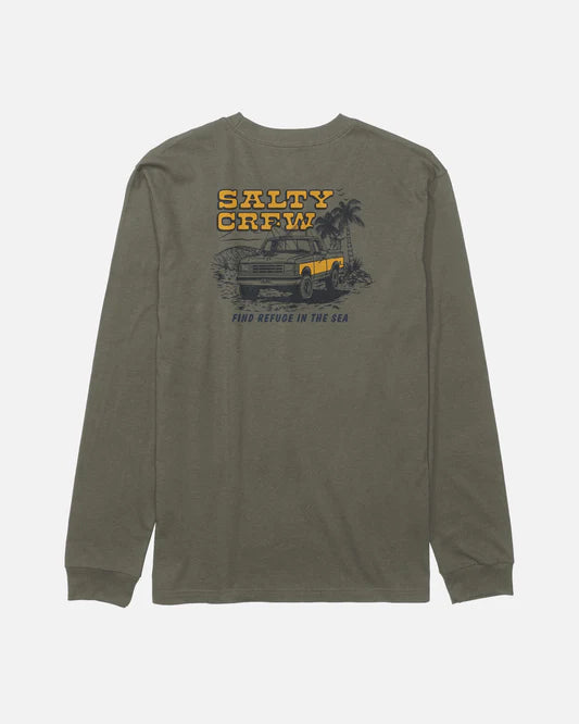 SALTY CREW - TRUCK STOP BOYS LS TEE DUSTY OLIVE