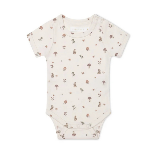 JAMIE KAY - ORGANIC COTTON HUDSON SHORT SLEEVE BODYSUIT FORAGING FRIENDS