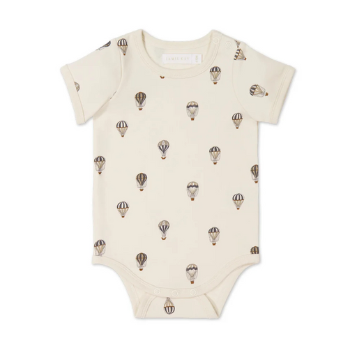 JAMIE KAY - ORGANIC COTTON HUDSON SHORT SLEEVE BODYSUIT MONTGOLFIERE CLOUD