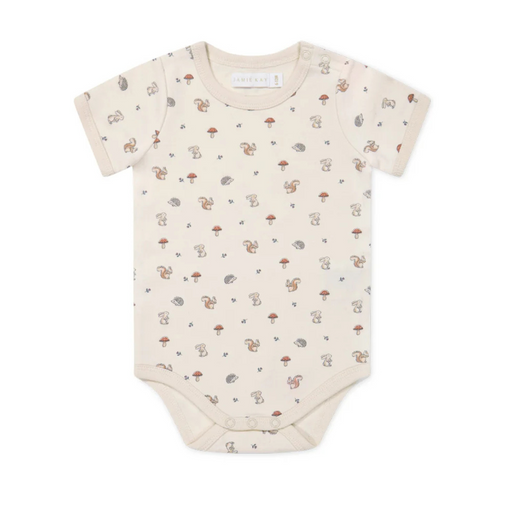 JAMIE KAY - ORGANIC COTTON HUDSON SHORT SLEEVE BODYSUIT WOODLAND FRIENDS